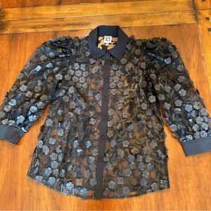 Anne Klein Holiday, Wedding, Formal Sheer Blouse.  Black Size XS